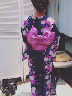「しまむら（シマムラ）のアイテム（浴衣）」を使った、やえさん（レディース・149cm）の夏コーディネート