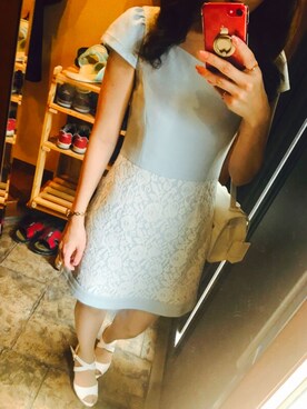 「michellmacaronのアイテム（ワンピース、ブルー系）」を使った、やえさん（レディース・149cm）の秋コーディネート