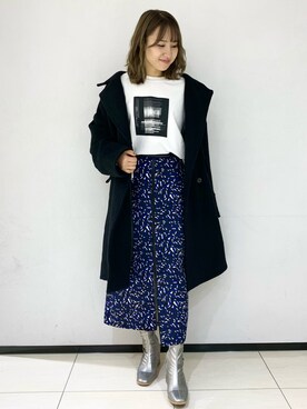 「スエット」｜「アイテム（チェスターコート）」を使った、mihoさん（レディース・156cm）の冬コーディネート