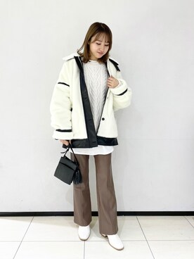 「サイドスリットニット」｜mihoさん（レディース・156cm）の冬コーディネート
