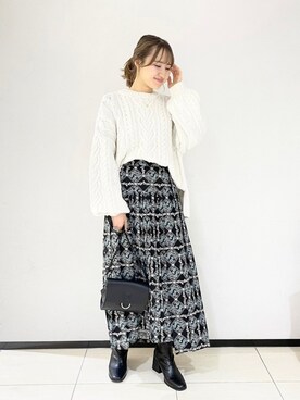 「サイドスリットニット」｜mihoさん（レディース・156cm）の冬コーディネート