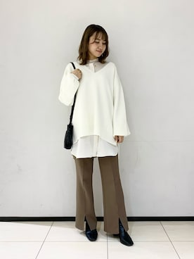 「サイドスリットニット」｜mihoさん（レディース・156cm）の冬コーディネート