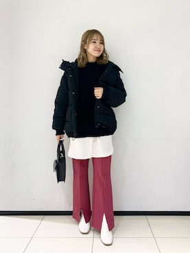 「ショルダーバック」｜「アイテム（ブルゾン）」を使った、mihoさん（レディース・156cm）の冬コーディネート