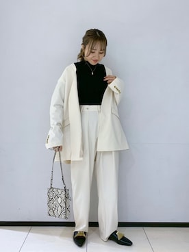 「PAGEBOY（ページボーイ）のアイテム（ノーカラージャケット）」を使った、mihoさん（レディース・156cm）の冬コーディネート
