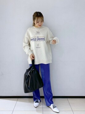 「スリッパ」｜「アイテム（スウェット）」を使った、mihoさん（レディース・156cm）の冬コーディネート