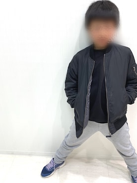 「ジーユー」｜「アイテム（MA-1）」を使った、inexpensiveさん（レディース・147cm）の冬コーディネート