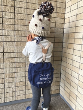 「BEAMS BOY（ビームスボーイ）のアイテム（ニットキャップ/ビーニー）」を使った、kontsuさん（キッズ・90cm）の冬コーディネート