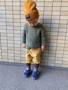 「キッスコーデ」｜「アイテム（帽子）」を使った、kontsuさん（キッズ・90cm）の冬コーディネート