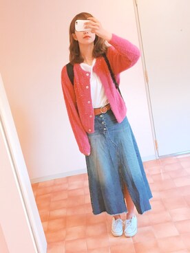 「URBAN RESEARCH（アーバンリサーチ）のアイテム（デニムスカート）」を使った、shifon さん（レディース・172cm）の秋コーディネート