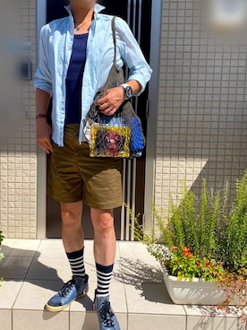「アイテム（レッグウェア、ブルー系）」を使った、zizitownさん（メンズ・175cm）の夏コーディネート