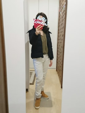 「アイテム（ダウンジャケット/コート、ブルー系）」を使った、missaさん（レディース・164cm）の冬コーディネート