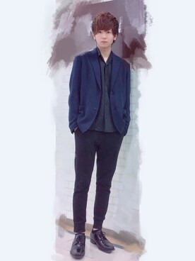 「CURRENT（カレント）のアイテム（テーラードジャケット）」を使った、shymzさん（メンズ・174cm）の春コーディネート
