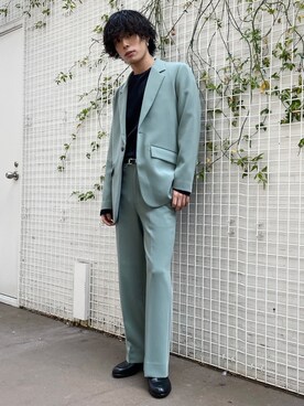「HARE（ハレ）のアイテム（テーラードジャケット、グリーン系）」を使った、Fumiyaさん（メンズ・172cm）の冬コーディネート
