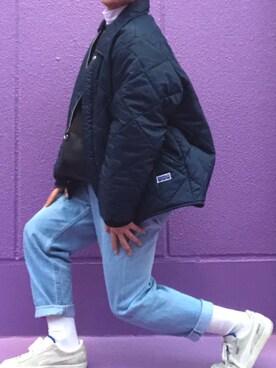 「古着のアイテム（ジャケット/アウター、ブルー系）」を使った、yuさん（メンズ・168cm）の春コーディネート