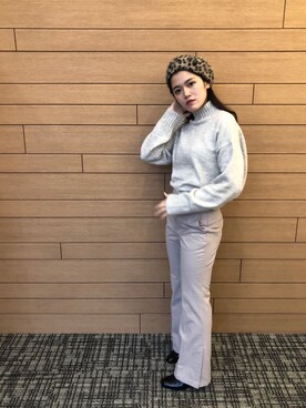 「スリット」｜「アイテム（ハンチング/ベレー帽）」を使った、ちゃこさん（レディース・158cm）の秋コーディネート