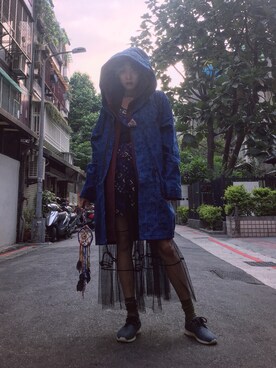 「Life8（ライフエイト）のアイテム（モッズコート）」を使った、Gwens Luさん（レディース・165cm）の秋コーディネート