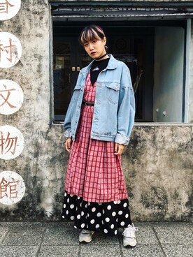 「Otomekkoのアイテム（ブローチ/コサージュ、ピンク系）」を使った、Gwens Luさん（レディース・165cm）の冬コーディネート