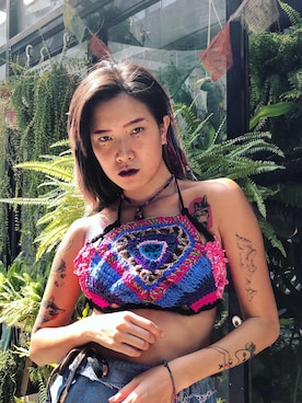 「Otomekkoのアイテム（チューブトップ、その他）」を使った、Gwens Luさん（レディース・165cm）の夏コーディネート