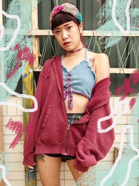 「Otomekkoのアイテム（その他トップス、ブルー系）」を使った、Gwens Luさん（レディース・165cm）の冬コーディネート