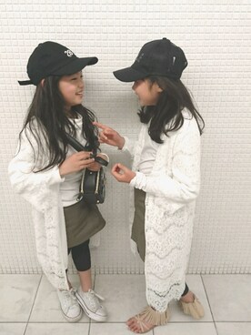 「Right-on（ライトオン）のアイテム（トップス、ホワイト系）」を使った、matsumi*さん（キッズ・130cm）の秋コーディネート