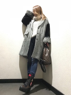 「ツイードコート」｜「アイテム（その他アウター）」を使った、Yuuさん（レディース・167cm）の冬コーディネート