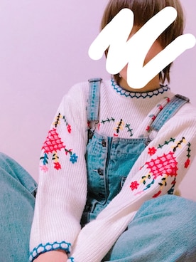 「カフェ巡り」｜「アイテム（サロペット/オーバーオール）」を使った、は る みさん（レディース・155cm）の春コーディネート
