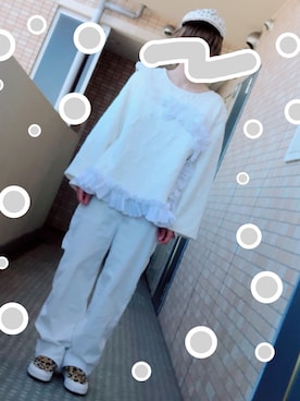 「Re:make（リメイク）のアイテム（トップス、ホワイト系）」を使った、は る みさん（レディース・155cm）の春コーディネート