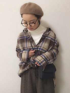 「おちびさん」｜「アイテム（ハンチング/ベレー帽）」を使った、Kiさん（レディース・150cm）の冬コーディネート