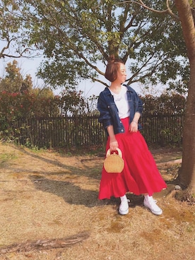 「おちびさん」｜「アイテム（デニムジャケット）」を使った、Kiさん（レディース・150cm）の春コーディネート