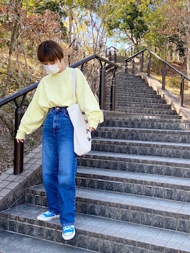 「おちびさん」｜「アイテム（スウェット）」を使った、Kiさん（レディース・150cm）の冬コーディネート