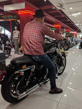 「Harley-Davidson（ハーレーダビッドソン）のアイテム（その他）」を使った、giya(富士)さん（メンズ・180cm）の冬コーディネート
