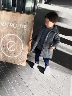 「アイテム（ステンカラーコート）」を使った、oanさん（キッズ・90cm）の秋コーディネート