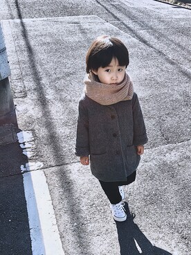 「オールスター」｜「アイテム（ステンカラーコート）」を使った、oanさん（キッズ・90cm）の冬コーディネート