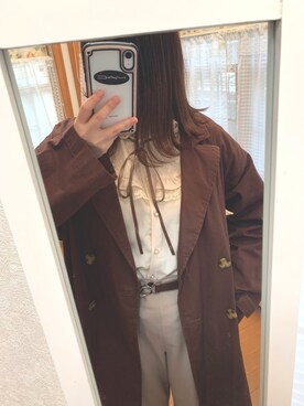 「RAY CASSIN（レイカズン）のアイテム（トレンチコート）」を使った、りぃさん（レディース・160cm）の春コーディネート