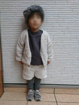 「quoti use fith（クゥオティ　ユース　フィス）のアイテム（ノーカラージャケット）」を使った、*KEI*さん（キッズ・90cm）の冬コーディネート