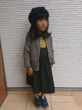 「quoti use fith（クゥオティ　ユース　フィス）のアイテム（ノーカラージャケット）」を使った、*KEI*さん（キッズ・90cm）の冬コーディネート