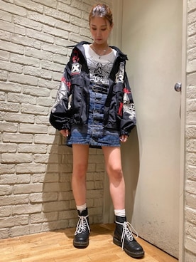 「ロックコーデ」｜「アイテム（ブルゾン）」を使った、erikaさん（レディース・163cm）の夏コーディネート