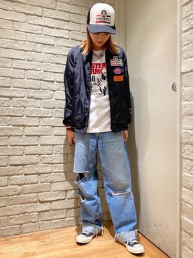 「でにむ」｜「アイテム（ナイロンジャケット）」を使った、erikaさん（レディース・163cm）の秋コーディネート