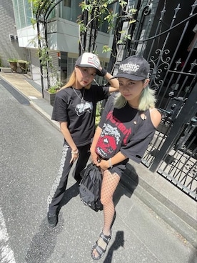 「メッシュキャップ」｜「アイテム（スウェットパンツ）」を使った、erikaさん（レディース・163cm）の夏コーディネート