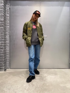 「ロンt」｜「アイテム（ジャケット/アウター）」を使った、erikaさん（レディース・163cm）の冬コーディネート