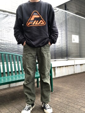 「FILA（フィラ）のアイテム（スウェット）」を使った、yさん（メンズ・172cm）の春コーディネート