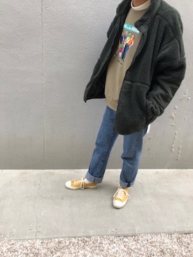 「マスタード」｜「アイテム（その他アウター）」を使った、おさん（メンズ・174cm）の春コーディネート