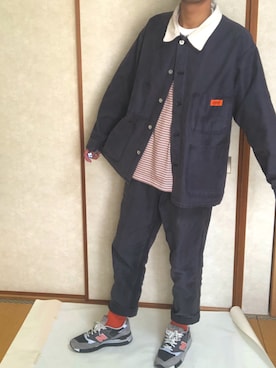 「アイテム（チノパンツ、ブルー系）」を使った、おさん（メンズ・174cm）の春コーディネート