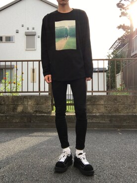 「soe（ソーイ）のアイテム（Tシャツ/カットソー）」を使った、ミネタツさん（メンズ・178cm）の秋コーディネート