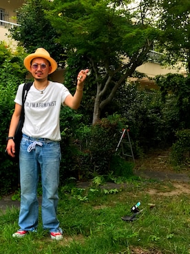 「upperhights（アッパーハイツ）のアイテム」を使った、0213isseiさん（メンズ・166cm）の夏コーディネート