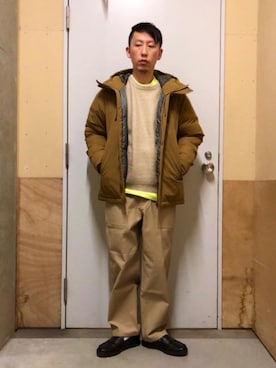 「coen（コーエン）のアイテム（ダウンジャケット/コート）」を使った、coen セキネさん（メンズ・173cm）の秋コーディネート