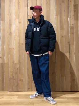 「coen（コーエン）のアイテム（ダウンジャケット/コート）」を使った、coen セキネさん（メンズ・173cm）の冬コーディネート