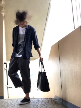 「BASECONTROL（ベースコントロール）のアイテム（バッグ）」を使った、たきよしさん（メンズ・174cm）の夏コーディネート