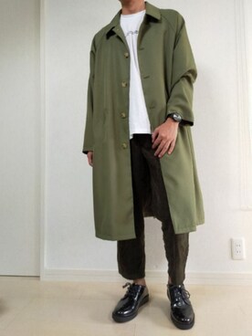 ステンカラーコートを使った G U のメンズ人気ファッションコーディネート Wear