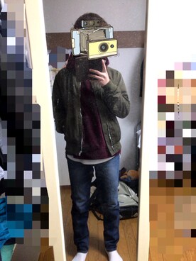 「RAGEBLUE（レイジブルー）の＜トレンドのロング丈＞ワッフルロングカットソー/733404（Tシャツ/カットソー）」を使った、Ryunosukeさん（メンズ・169cm）の冬コーディネート